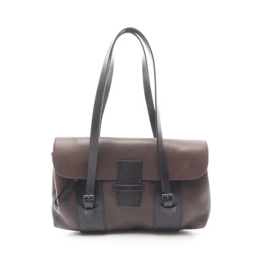 Gucci buckled leather shoulder bag brown black calfskin